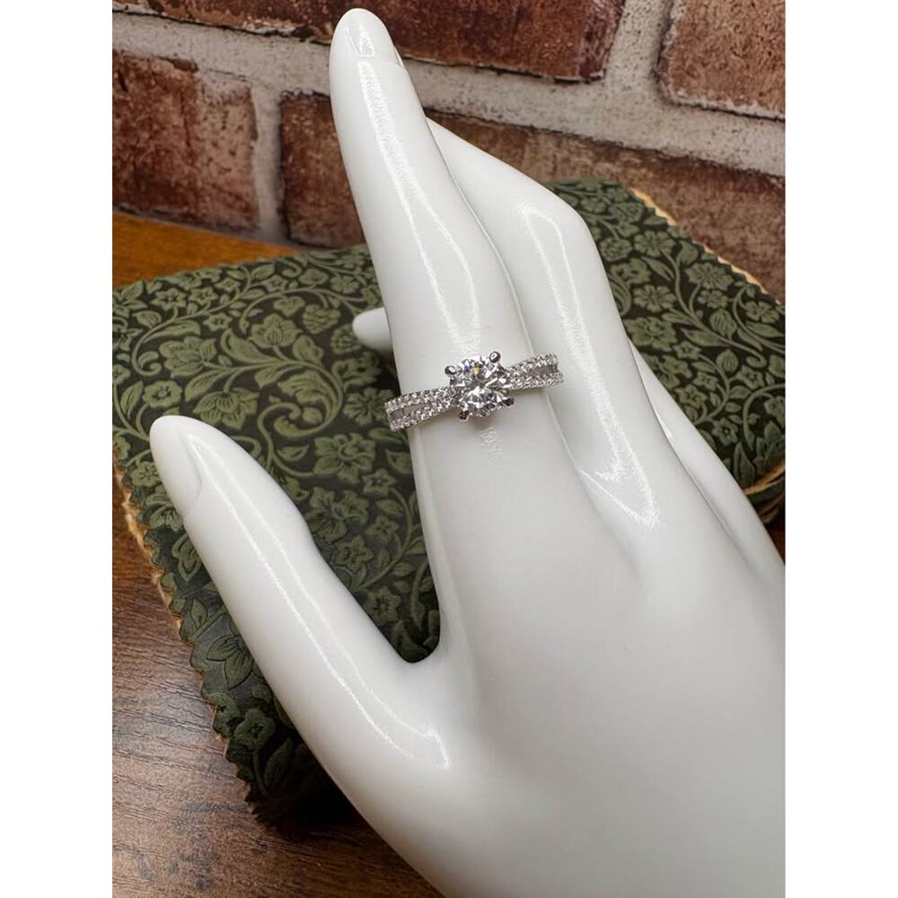 Size 9 - 1.31 CTW Moissanite Ring with Gorgeous Split Band 925 Sterling Silver